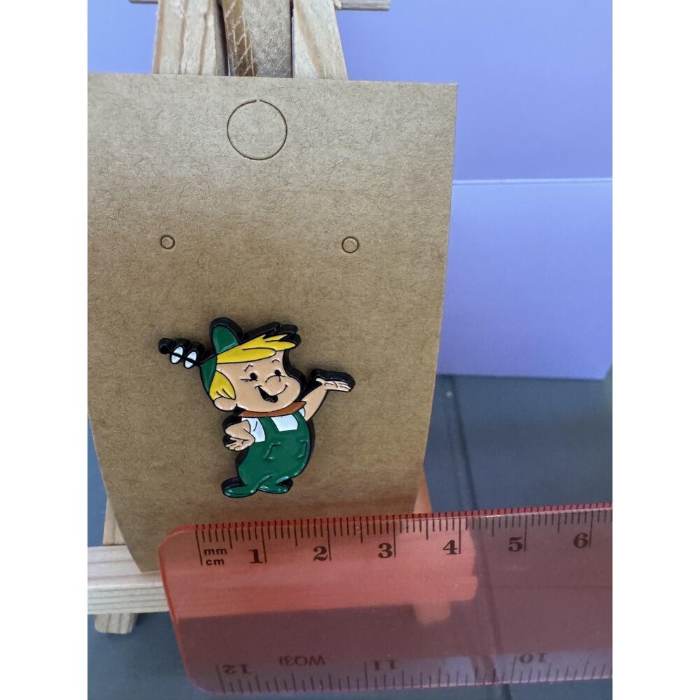 Cartoon Character Green Overalls Enamel Lapel Pin Rubber Back Badge Small Cute - Picture 2 of 4